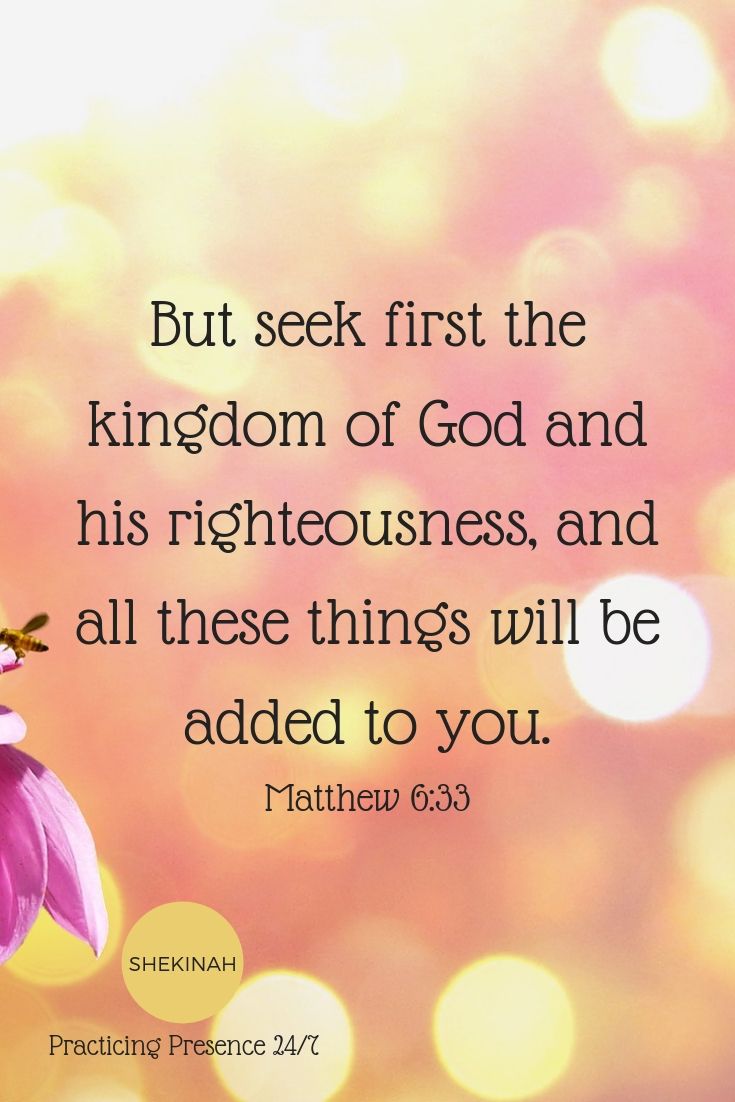 But seek first the kingdom of God and his righteousness, and all these things will be added to you.